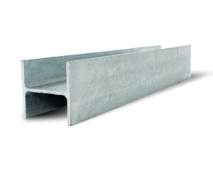 100 UC H14.8 H Channel Galvanised Steel Beam Middle Joiner Post to Support The Middle Panels of a 80mm Concrete Sleeper Retaining Wall by Sunset Sleepers