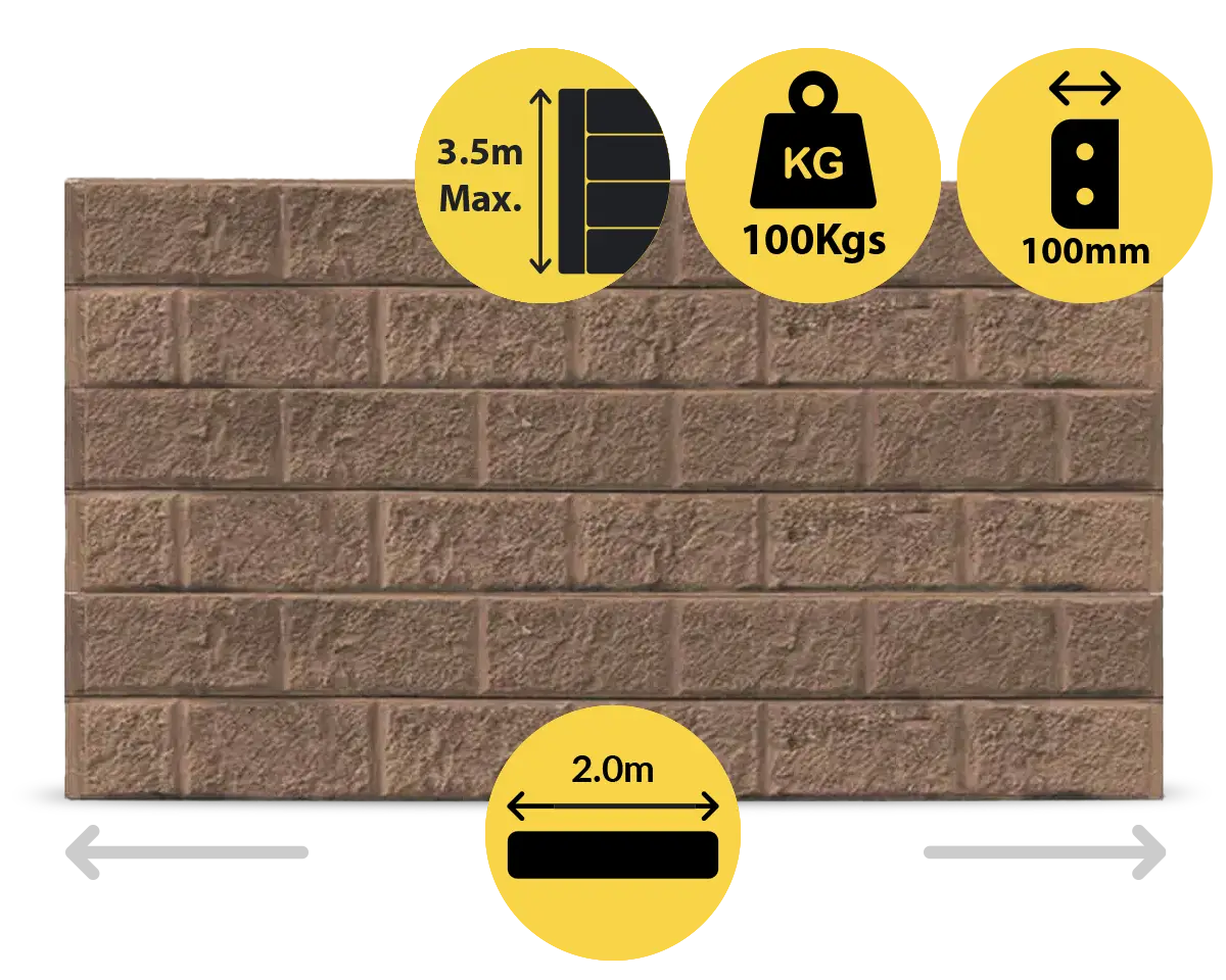 The Arizona 2000 x 200 x 100mm Jasper Brown Block Face Concrete Sleepers for Retaining Walls Sold by Sunset Sleepers The Arizona 2000 x 200 x 100mm Jasper Brown Block Face Concrete Sleepers for Retaining Walls Sold by Sunset Sleepers