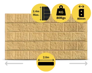 The Arizona 2000 x 200 x 80mm Sandstone Yellow Colour Block Face Concrete Sleepers for Retaining Walls Sold by Sunset Sleepers
