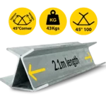 45@2.1|043 2100mm 45 Degree Galvanised Steel Corner Joiner Post to Support The Gentle Angle Deviations of a 80mm Concrete Sleeper Retaining Wall by Sunset Sleepers