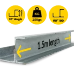 90@1.5|025 RWCP 90DEG 100 50 PC 90 Degree Galvanised Steel Corner Joiner Post to Support The Right Angle of a 80mm Concrete Sleeper Retaining Wall by Sunset Sleepers