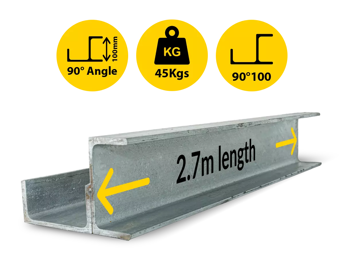 90@2.7|045 RWCP 90DEG 100 50 PC 90 Degree Galvanised Steel Corner Joiner Post to Support The Right Angle of a 80mm Concrete Sleeper Retaining Wall by Sunset Sleepers 90@2.7|045 RWCP 90DEG 100 50 PC 90 Degree Galvanised Steel Corner Joiner Post to Support The Right Angle of a 80mm Concrete Sleeper Retaining Wall by Sunset Sleepers