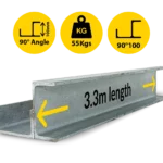 90@3.3|055 RWCP 90DEG 100 50 PC 90 Degree Galvanised Steel Corner Joiner Post to Support The Right Angle of a 80mm Concrete Sleeper Retaining Wall by Sunset Sleepers