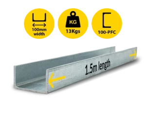 C1.5|013 PCF 100 8.33 C Channel Galvanised Steel Beam Posts to Support The End Panels of a 80mm Concrete Sleeper Retaining Wall by Sunset Sleepers