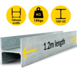 H1.2|018 UC 100 14.8 H Channel Galvanised Steel Beam Middle Joiner Post to Support The Middle Panels of a 80mm Concrete Sleeper Retaining Wall by Sunset Sleepers