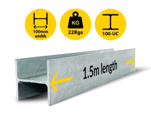 H1.5|023 UC 100 14.8 H Channel Galvanised Steel Beam Middle Joiner Post to Support The Middle Panels of a 80mm Concrete Sleeper Retaining Wall by Sunset Sleepers