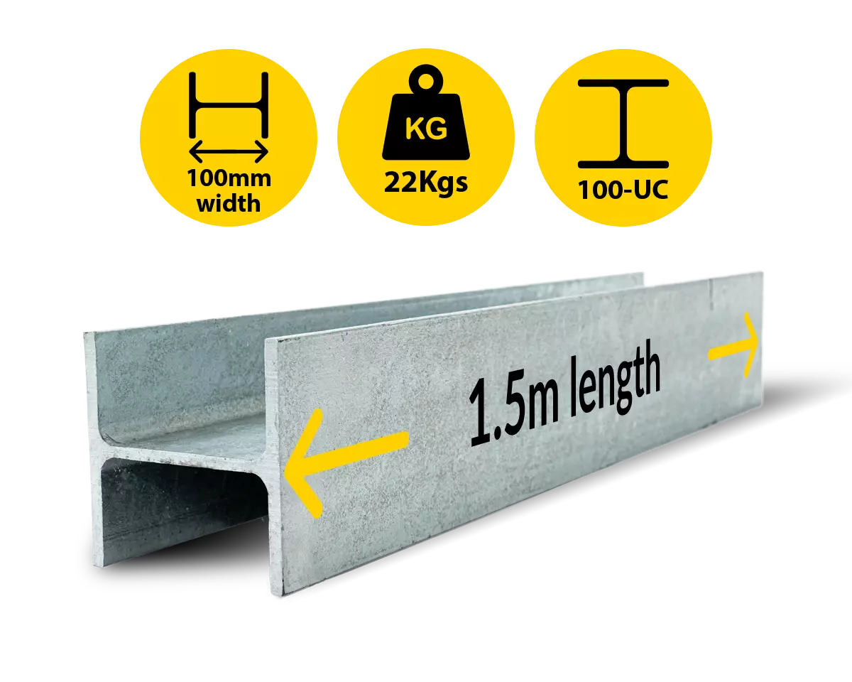 H1.5|023 UC 100 14.8 H Channel Galvanised Steel Beam Middle Joiner Post to Support The Middle Panels of a 80mm Concrete Sleeper Retaining Wall by Sunset Sleepers H1.5|023 UC 100 14.8 H Channel Galvanised Steel Beam Middle Joiner Post to Support The Middle Panels of a 80mm Concrete Sleeper Retaining Wall by Sunset Sleepers