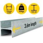 H3.6|054 UC 100 14.8 H Channel Galvanised Steel Beam Middle Joiner Post to Support The Middle Panels of a 80mm Concrete Sleeper Retaining Wall by Sunset Sleepers