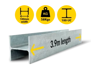 H3.9|058 UC 100 14.8 H Channel Galvanised Steel Beam Middle Joiner Post to Support The Middle Panels of a 80mm Concrete Sleeper Retaining Wall by Sunset Sleepers