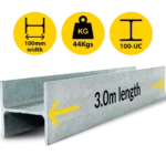 H3|046 UC 100 14.8 H Channel Galvanised Steel Beam Middle Joiner Post to Support The Middle Panels of a 80mm Concrete Sleeper Retaining Wall by Sunset Sleepers