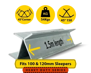 45@1.5 150PFC.54 1500mm 45 Degree Galvanised Steel Corner Joiner Post to Support The Gentle Angle Deviations of a 100 120mm Concrete Sleeper Retaining Wall by Sunset Sleepers