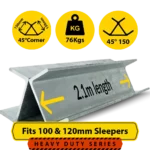 45@2.1 150PFC.76 2100mm 45 Degree Galvanised Steel Corner Joiner Post to Support The Gentle Angle Deviations of a 100 120mm Concrete Sleeper Retaining Wall by Sunset Sleepers