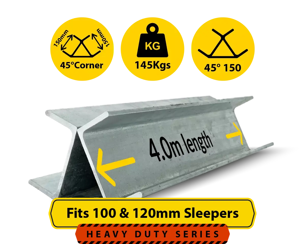 45@4.0 150PFC.145 4000mm 45 Degree Galvanised Steel Corner Joiner Post to Support The Gentle Angle Deviations of 100 120mm Concrete Sleeper Retaining Wall by Sunset Sleepers 45@4.0 150PFC.145 4000mm 45 Degree Galvanised Steel Corner Joiner Post to Support The Gentle Angle Deviations of 100 120mm Concrete Sleeper Retaining Wall by Sunset Sleepers