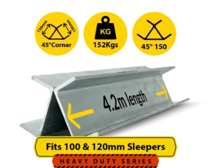 45@4.2 150PFC.152 4200mm 45 Degree Galvanised Steel Corner Joiner Post to Support The Gentle Angle Deviations of 100 120mm Concrete Sleeper Retaining Wall by Sunset Sleepers