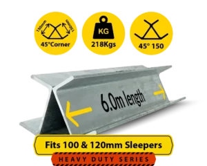 45@6.0 150PFC.218 6000mm 45 Degree Galvanised Steel Corner Joiner Post to Support The Gentle Angle Deviations of 100 120mm Concrete Sleeper Retaining Wall by Sunset Sleepers