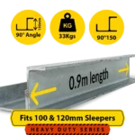 90@.900 150PFC.33 90 Degree Galvanised Steel Corner Joiner Post to Support The Right Angle of a 100 120mm Concrete Sleeper Retaining Wall by Sunset Sleepers