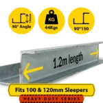 90@1.2 150PFC.44 90 Degree Galvanised Steel Corner Joiner Post to Support The Right Angle of a 100 120mm Concrete Sleeper Retaining Wall by Sunset Sleepers