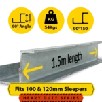 90@1.5 150PFC.54 90 Degree Galvanised Steel Corner Joiner Post to Support The Right Angle of a 100 120mm Concrete Sleeper Retaining Wall by Sunset Sleepers