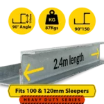 90@2.4 150PFC.87 90 Degree Galvanised Steel Corner Joiner Post to Support The Right Angle of a 100 120mm Concrete Sleeper Retaining Wall by Sunset Sleepers