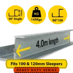 90@4.0 150PFC.145 90 Degree Galvanised Steel Corner Joiner Post to Support The Right Angle of a 100 120mm Concrete Sleeper Retaining Wall by Sunset Sleepers