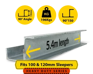 90@5.4 150PFC.196 90 Degree Galvanised Steel Corner Joiner Post to Support The Right Angle of a 100 120mm Concrete Sleeper Retaining Wall by Sunset Sleepers