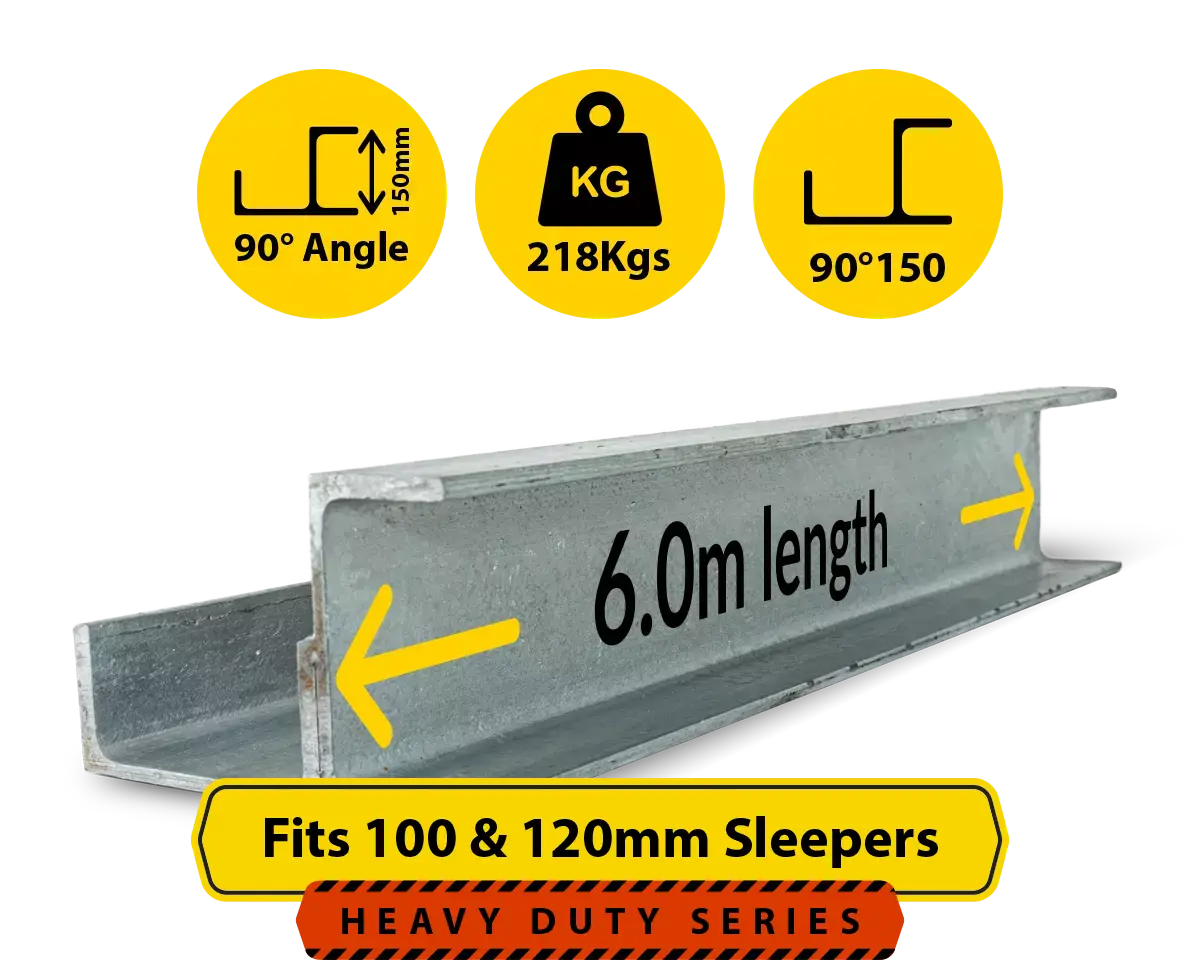 90@6.0 150PFC.218 90 Degree Galvanised Steel Corner Joiner Post to Support The Right Angle of a 100 120mm Concrete Sleeper Retaining Wall by Sunset Sleepers 90@6.0 150PFC.218 90 Degree Galvanised Steel Corner Joiner Post to Support The Right Angle of a 100 120mm Concrete Sleeper Retaining Wall by Sunset Sleepers