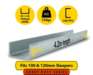 C4.2 150PFC.75 PCF 150 18.15 C Channel Galvanised Steel Beam Posts to Support The End Panels of a 100 120mm Concrete Sleeper Retaining Wall by Sunset Sleepers