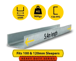 C5.4 150PFC.96 PCF 150 18.15 C Channel Galvanised Steel Beam Posts to Support The End Panels of a 100 120mm Concrete Sleeper Retaining Wall by Sunset Sleepers