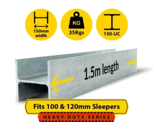 H1.5 150UC.35 150 UC 23.4 H Channel Galvanised Steel Beam Middle Joiner Post to Support The Middle Panels of a 100 120mm Concrete Sleeper Retaining Wall by Sunset Sleepers