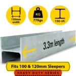 H3.3 150UC.77 150 UC 23.4 H Channel Galvanised Steel Beam Middle Joiner Post to Support The Middle Panels of a 100 120mm Concrete Sleeper Retaining Wall by Sunset Sleepers