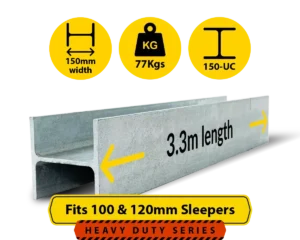 H3.3 150UC.77 150 UC 23.4 H Channel Galvanised Steel Beam Middle Joiner Post to Support The Middle Panels of a 100 120mm Concrete Sleeper Retaining Wall by Sunset Sleepers