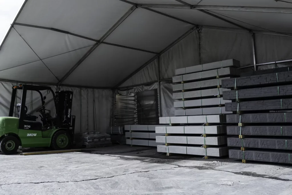 Concrete Sleepers are stored in our yards to futher cure before being picked up or delivered to the customer