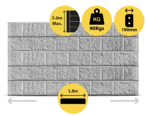 Arizona 1800 x 200 x 100mm Ash Grey Block Face Concrete Sleepers for Retaining Walls Sold by Sunset Sleepers