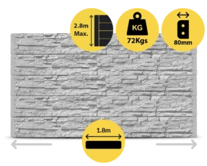 Manhattan 1800 x 200 x 80mm Ash Plain Stackstone Concrete Sleepers for Retaining Walls Sold by Sunset Sleepers