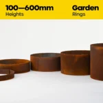 FormFlow 100 600mm Circular Redcor Weathering Corten Steel Garden Ring Planters sold by Sunset Sleepers in Melbourne Victoria