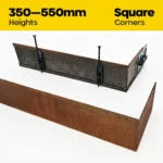 FormFlow 900 x 300 by 350 550mm Redcor Weathering Corten Steel Square Corners (Rusty) sold by Sunset Sleepers in Melbourne Victoria